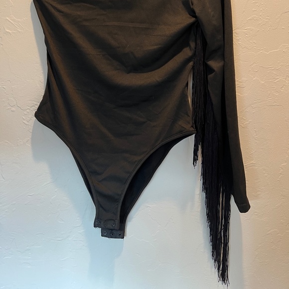 One Shoulder Bodysuit with Fringe - Picture 4 of 8